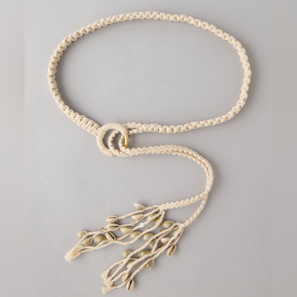 American Eagle Crochet O-Ring Fringe Belt